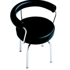 7 Fauteuil Tournant #2, di Charlotte Perriand/Collezione Lc - Struttura cromata e pelle nera*Cassina Hot