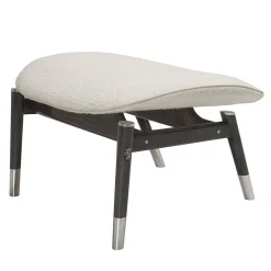 Amerigo Dehors Pouf in Tessuto Bianco e Gambe in Legno di Frassino*Visionnaire Clearance