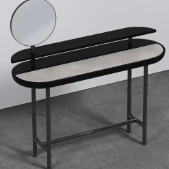 Apollo Black Walnut Wood And Calacatta Marble Vanity With Mirror*Secolo Sale