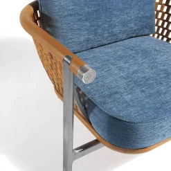 Basket Poltrona da Esterno in Tessuto Azzurro e Legno*Visionnaire Clearance