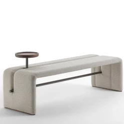 Butter Panchina in Tessuto Bianco con Vassoio in Noce*Durame Best