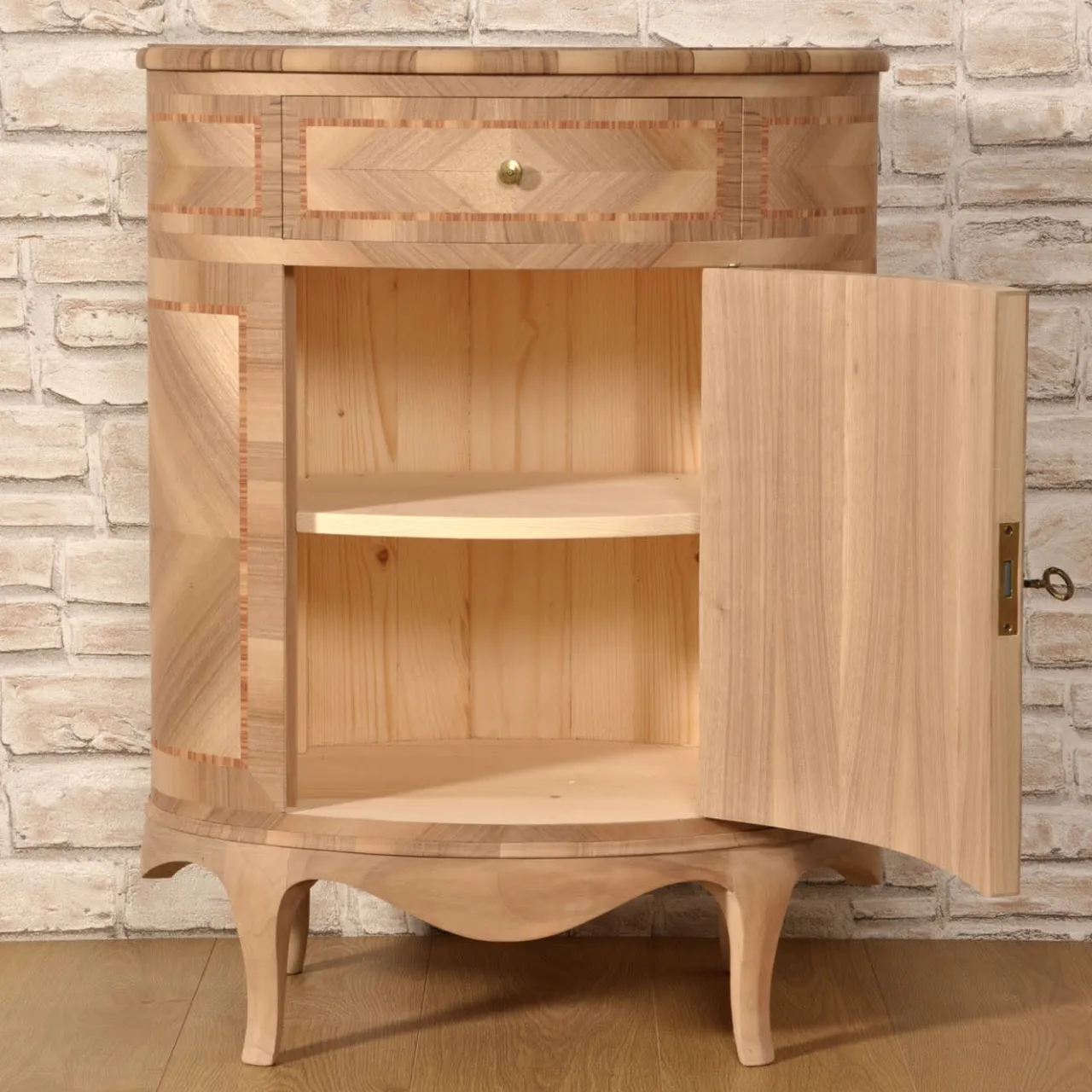 Cabinet ovale intarsiato in stile veneziano Venezia '700 Luigi XV*Vangelista 1960 Online