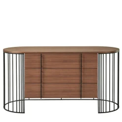 Cassettiera Doppler in Metallo Nero Opaco e Noce Canaletto Marrone*Gianfranco Ferré Home