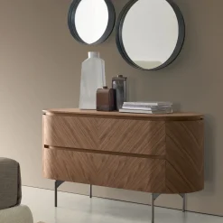 Cassettiera Opera in Noce Canaletto con Gambe in Nichel*Modesign Hot