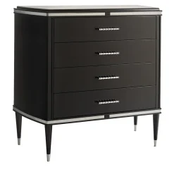 Cassettiera Vanity nera a 4 cassetti con dettagli cromati*LCI_DECORA Clearance
