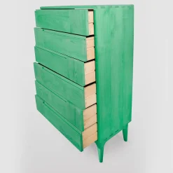 Cassettone a sei cassetti verde scandinavo Dovetail*Ebanisteria Roberto Gambella Clearance