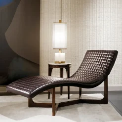 Chaise longue in pelle e mogano*Provasi Sale