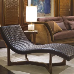 Chaise longue in pelle e mogano*Provasi Sale