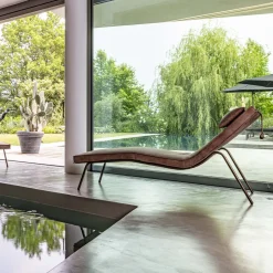 Chaise longue in pelle marrone vintage*Enrico Pellizzoni Sale