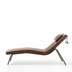 Chaise longue in pelle marrone vintage*Enrico Pellizzoni Sale