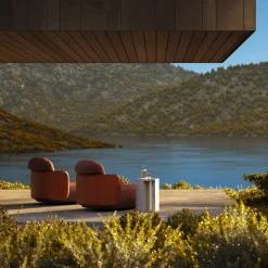 Chaise longue Mochi in pelle e tessuto marrone di Studiopepe*Exteta New