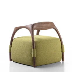 Chassis Poltrona con Struttura in Legno e Rivestimento in Tessuto Verde*Durame Clearance