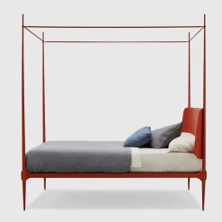 Clamp Letto Matrimoniale con Baldacchino in Ferro Rosso di Francesco Forcellini*Lispi Outlet