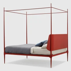 Clamp Letto Matrimoniale con Baldacchino in Ferro Rosso di Francesco Forcellini*Lispi Outlet