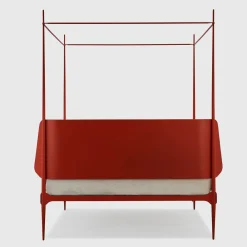 Clamp Letto Matrimoniale con Baldacchino in Ferro Rosso di Francesco Forcellini*Lispi Outlet