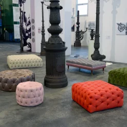 Collezione Malvina - Pouf quadrato grande bianco Capitonnè*Domingo Salotti New