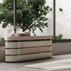 Comò Derry in pelle e legno*CPRN Homood