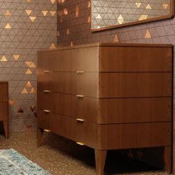 Comò Vittorio in legno di ciliegio con maniglie in ottone*Morelato Outlet