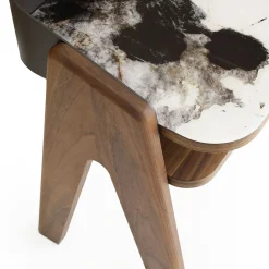 Comodino bavero effetto marmo bianco trinity*Morica Design Outlet