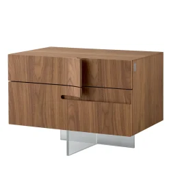 Comodino Book in Noce Canaletto con Base in Vetro*Modesign Hot