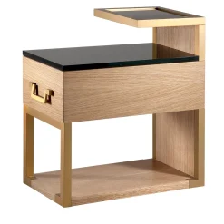 Comodino Durmast con piano in vetro nero di Michele Bonan*Chelini Best