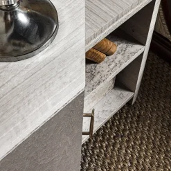 Comodino in acero ed eucalipto*Provasi Outlet