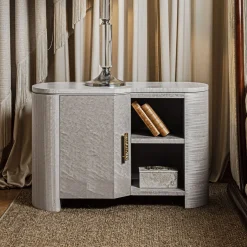 Comodino in acero ed eucalipto*Provasi Outlet