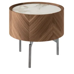 Comodino Opera in Noce Canaletto con Piano in Ceramica Calacatta*Modesign Clearance