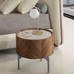 Comodino Opera in Noce Canaletto con Piano in Ceramica Calacatta*Modesign Clearance