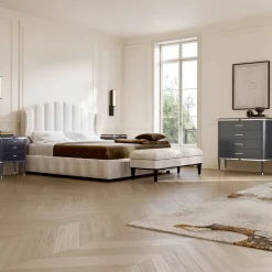 Comodino Vanity nero a 3 cassetti con dettagli cromati*LCI_DECORA New