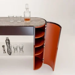 Console Collectionist con piano in marmo travertino grigio*Laura Meroni Clearance