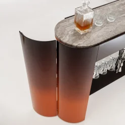 Console Collectionist con piano in marmo travertino grigio*Laura Meroni Clearance