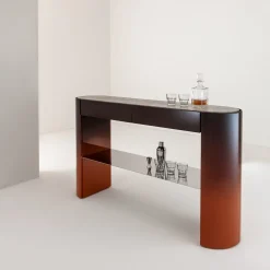 Console Collectionist con piano in marmo travertino grigio*Laura Meroni Clearance