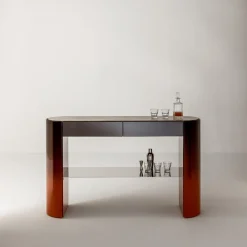 Console Collectionist con piano in marmo travertino grigio*Laura Meroni Clearance