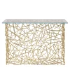 Console con base in ottone dorato di Shanghai e piano in vetro di Galleria Flair Firenze*Non Solo Luce
