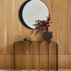 Console in acciaio con arco d'oro e bronzo*Pietro Franceschini Sale