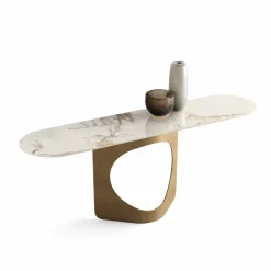 Console in gres marmorizzato e metallo bronzato Hole*Modesign New