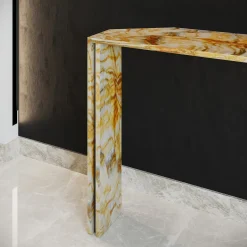 Console Innis in marmo oro con inserto in metallo*L'Eccesso Best