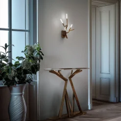 Consolle Acropora in Metallo Oro Antico con Piano in Vetro Bronzo*IDL Hot