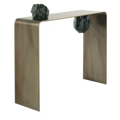 Consolle Agment in metallo con elementi in pietra ossidiana di CTRLZAK*JCP Universe Discount