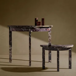 Consolle Piccola in Marmo Broccatello Viola Semicircolare Lord*Kreoo Online