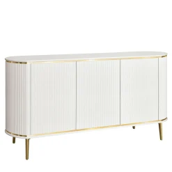 Credenza Bianca a 3 Ante con Dettagli in Canneté e Accenti Dorati*Morello Gianpaolo Online