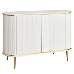 Credenza Bianca a 2 Ante con Texture in Canneté e Accenti Dorati*Morello Gianpaolo Sale