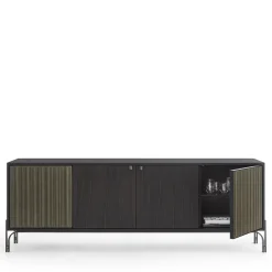 Credenza Canette a 2 ante in pelle nabuk verde salvia e rovere*Morica Design Online