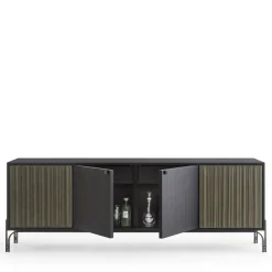 Credenza Canette a 2 ante in pelle nabuk verde salvia e rovere*Morica Design Online