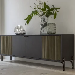 Credenza Canette a 2 ante in pelle nabuk verde salvia e rovere*Morica Design Online