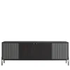Credenza Canette a 2 porte in pelle nabuk grigio antracite e rovere*Morica Design Outlet