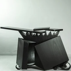 Credenza Conforme Al Plastico in Rovere Nero Laccato*Paolo Pallucco