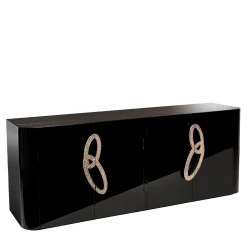 Credenza Fluxus con piano in marmo nero Aziz*Sicis