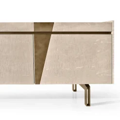 Credenza in legno beige flash con inserti in bronzo*Franco Bianchini New